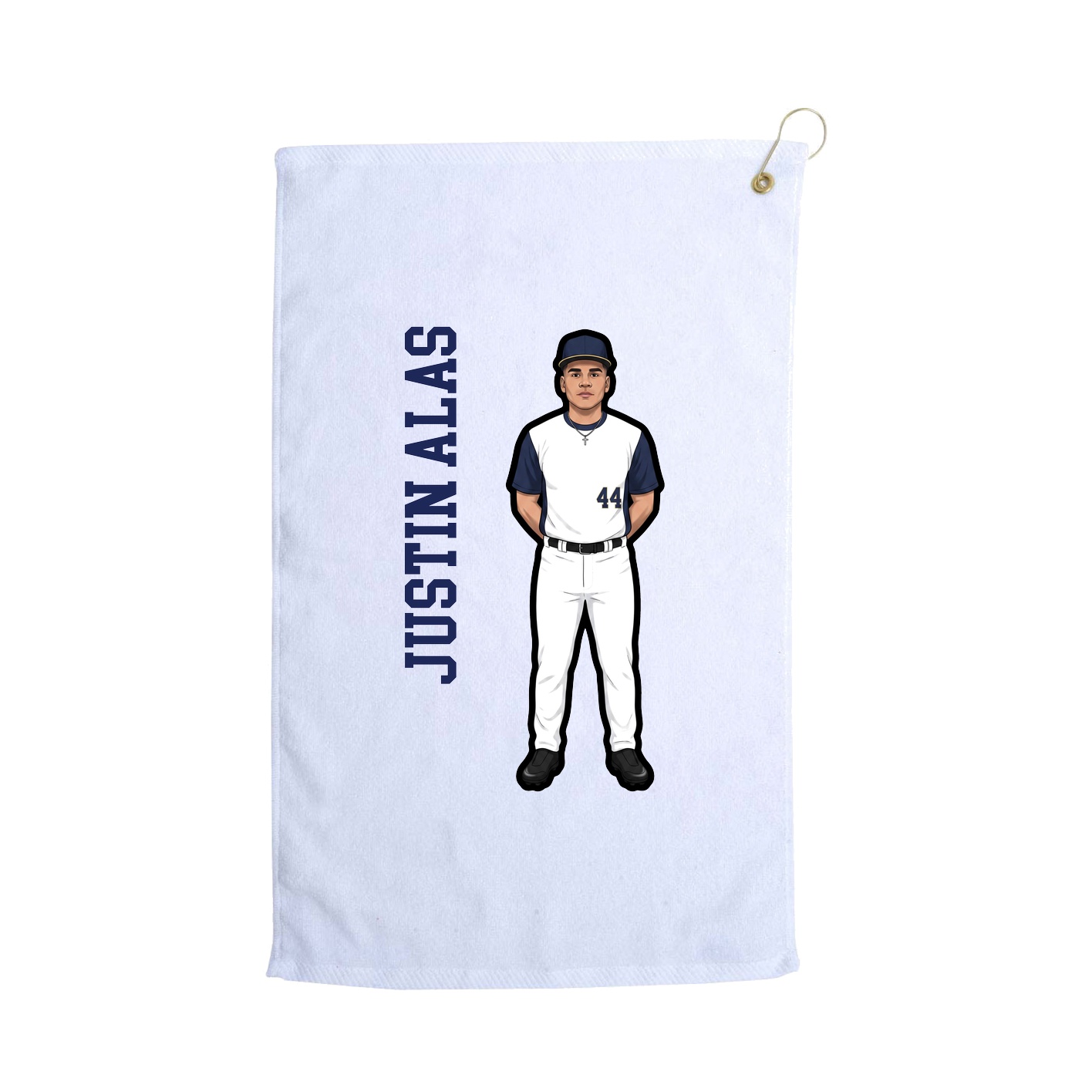 Golf Towel — Name Vertical in White