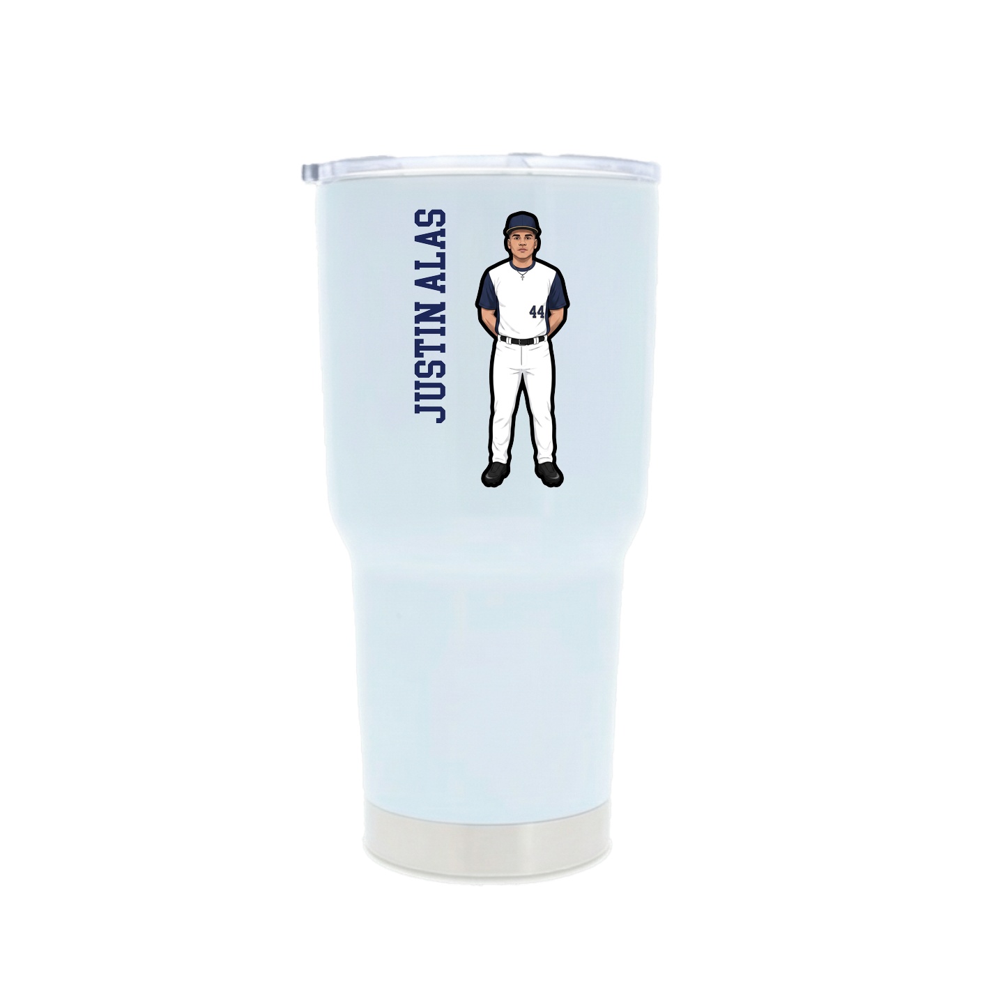 30oz Stainless Steel Tumbler — Name Vertical in White