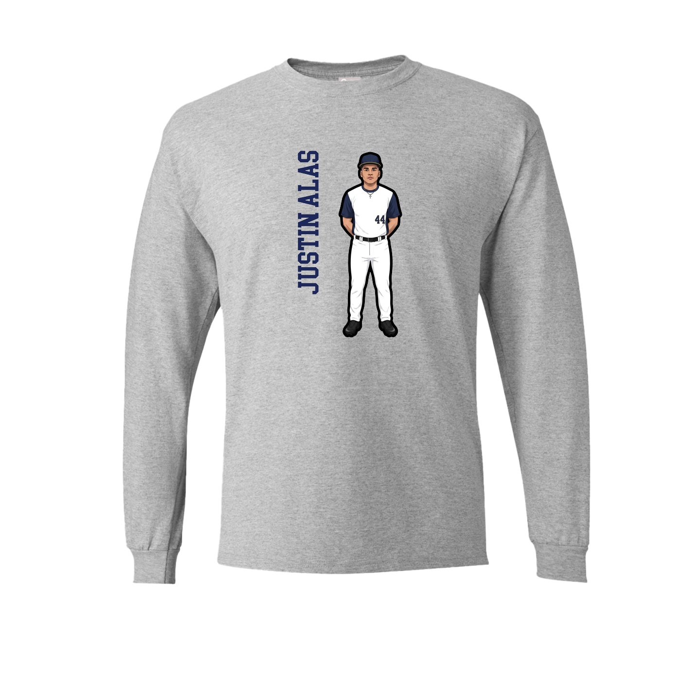 Long Sleeve Tee — Name Vertical in Grey