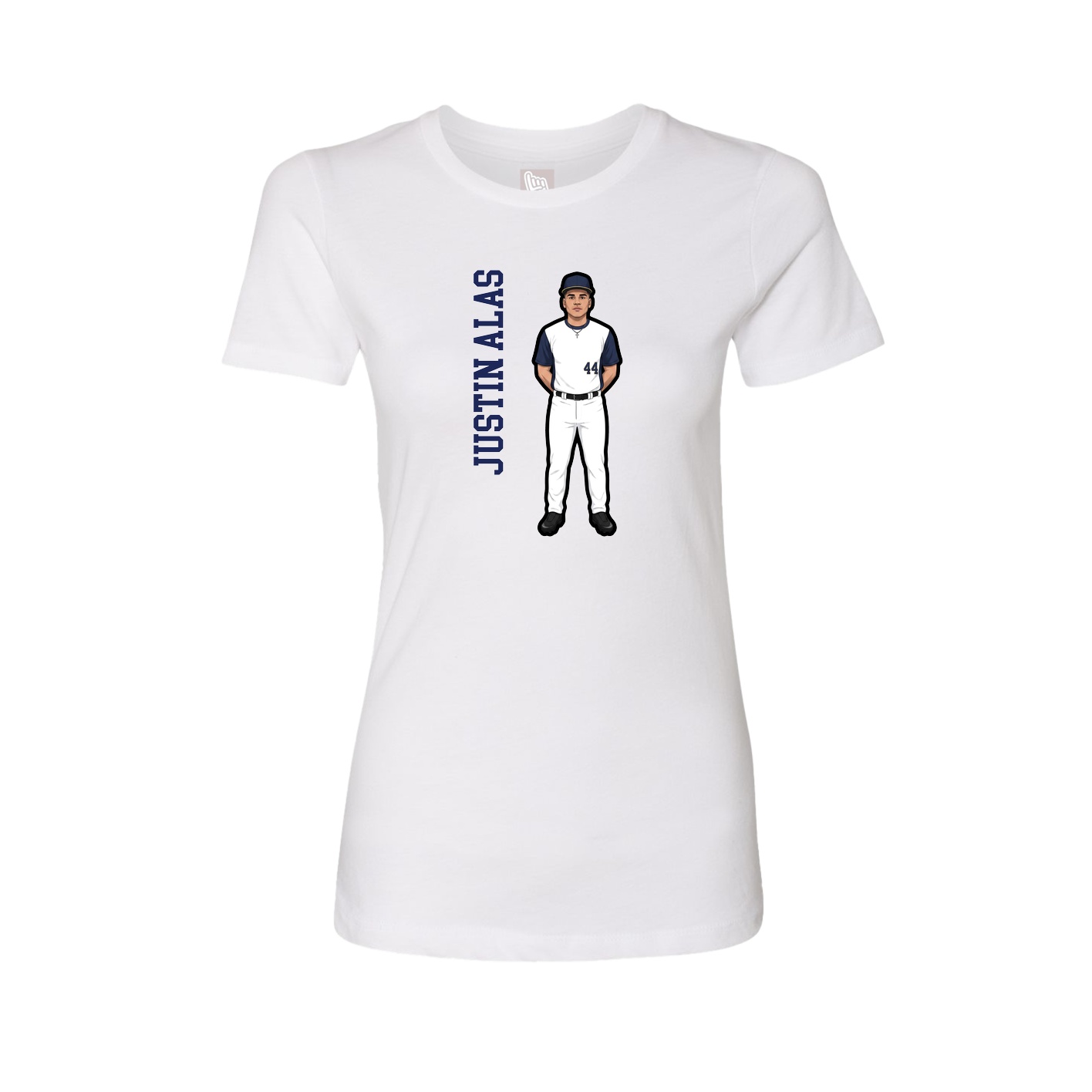 Womens Tee — Name Vertical in White