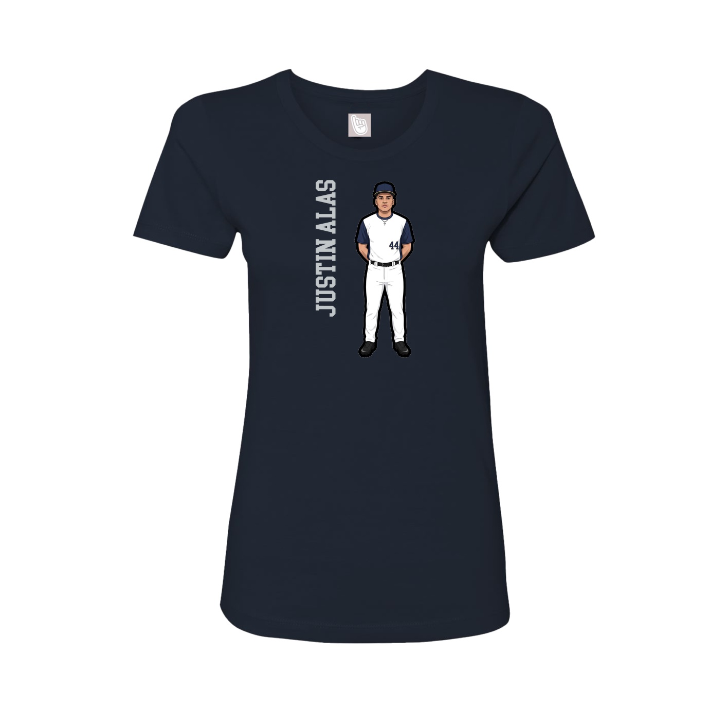 Womens Tee — Name Vertical in Navy