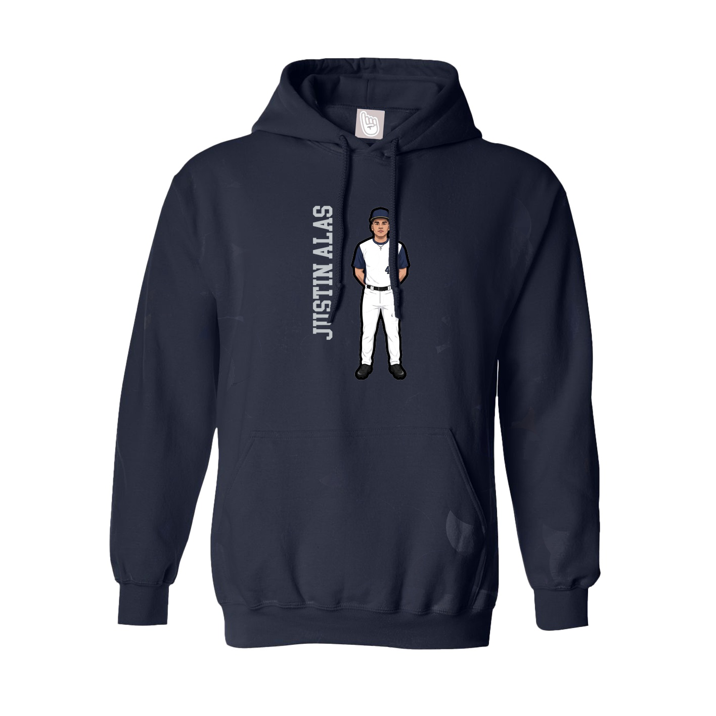 Hoodie — Name Vertical in Navy