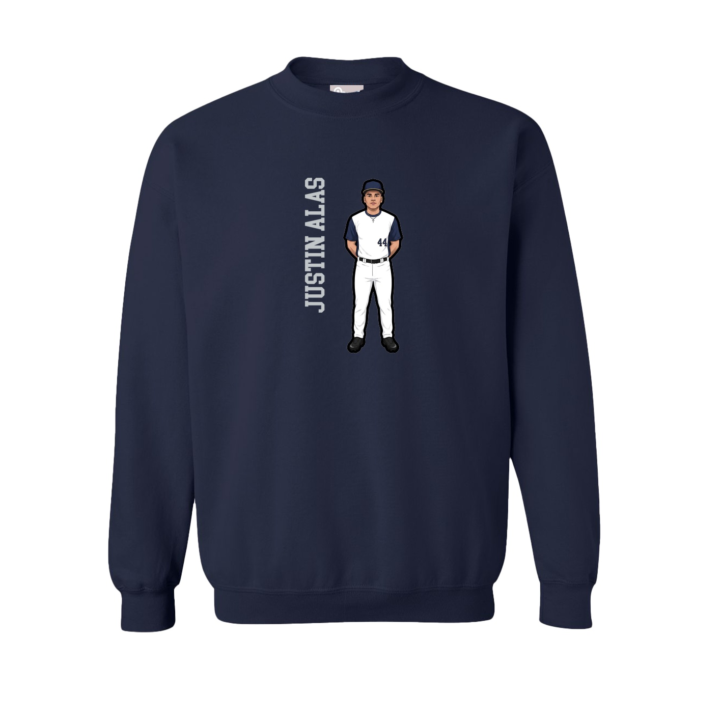 Fleece Crew — Name Vertical in Navy