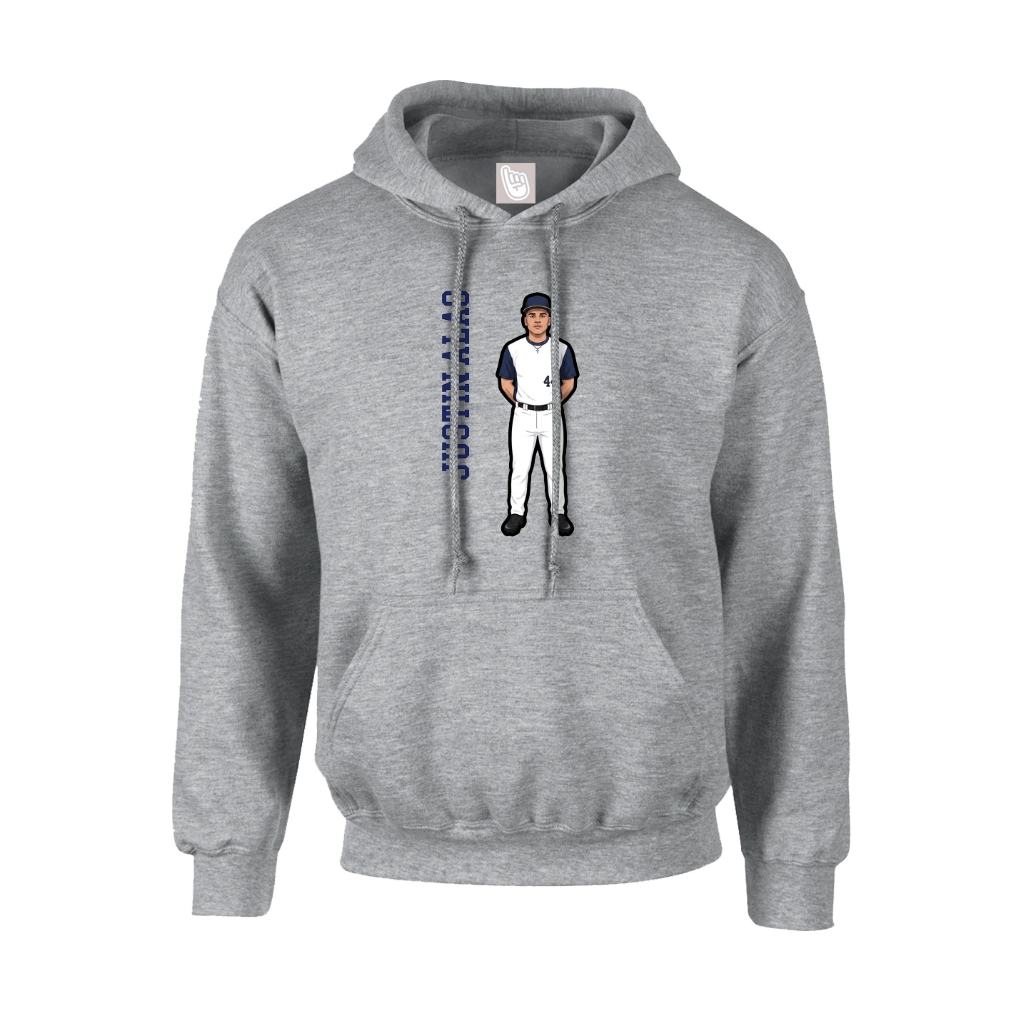 Youth Hoodie — Name Vertical in Grey