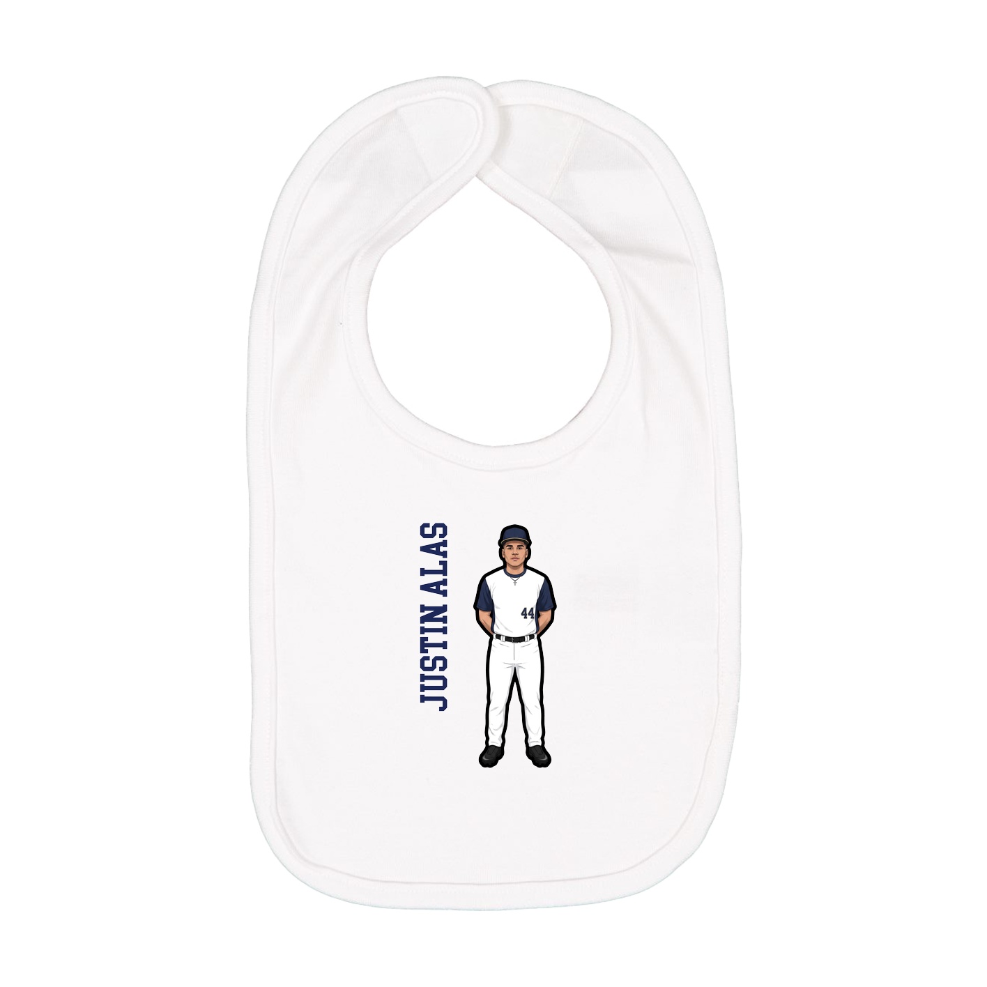 Infant Bib — Name Vertical in White