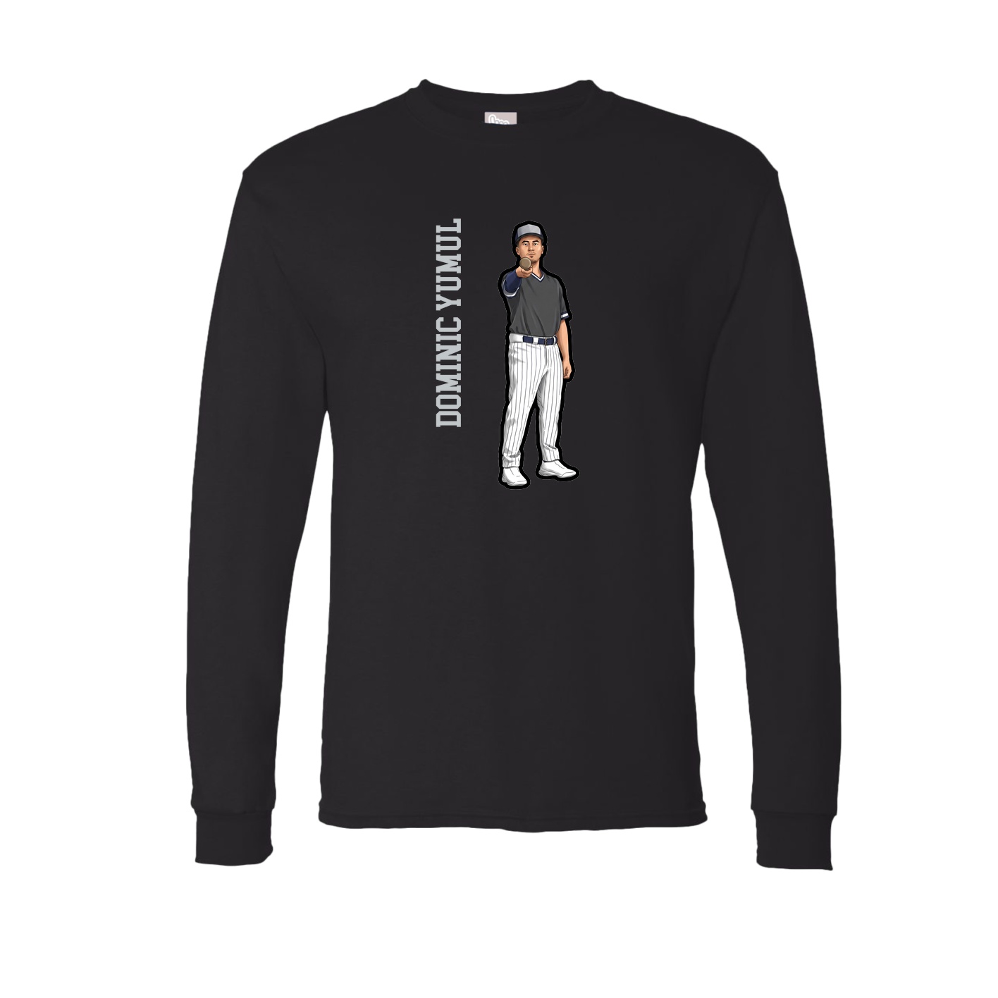 Long Sleeve Tee — Name Vertical in Black