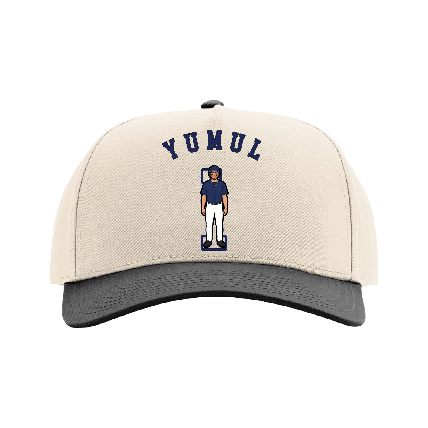Full Fabric Five-Panel Champ Cap — Shirsey Arch in Cream/Black