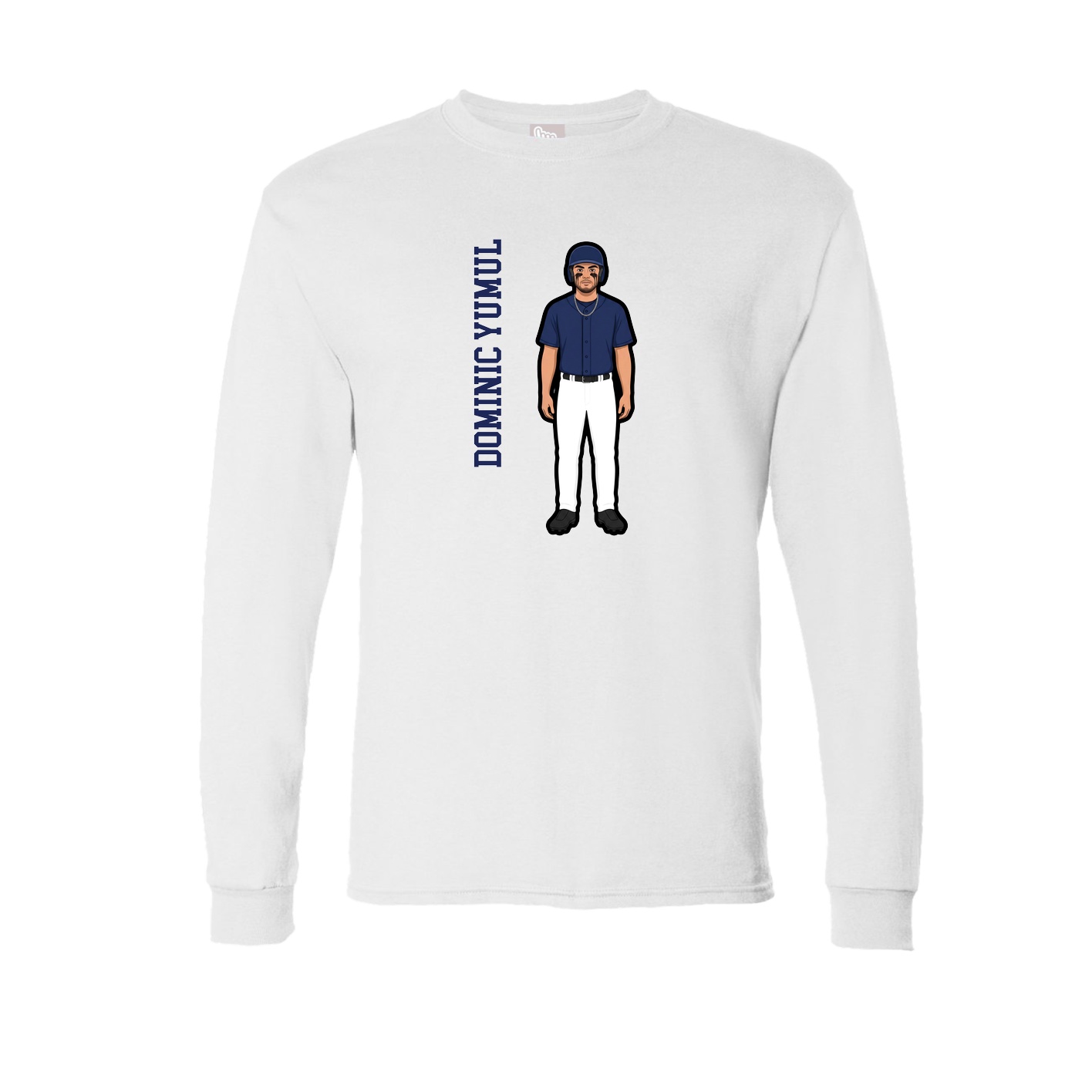Long Sleeve Tee — Name Vertical in White