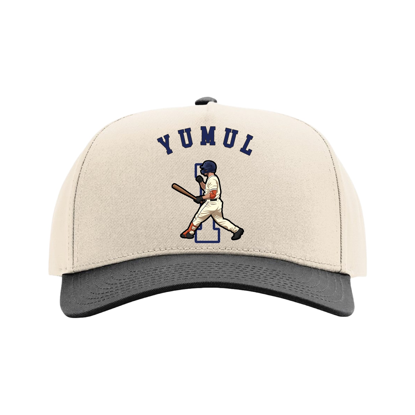 Full Fabric Five-Panel Champ Cap — Shirsey Arch in Cream/Black