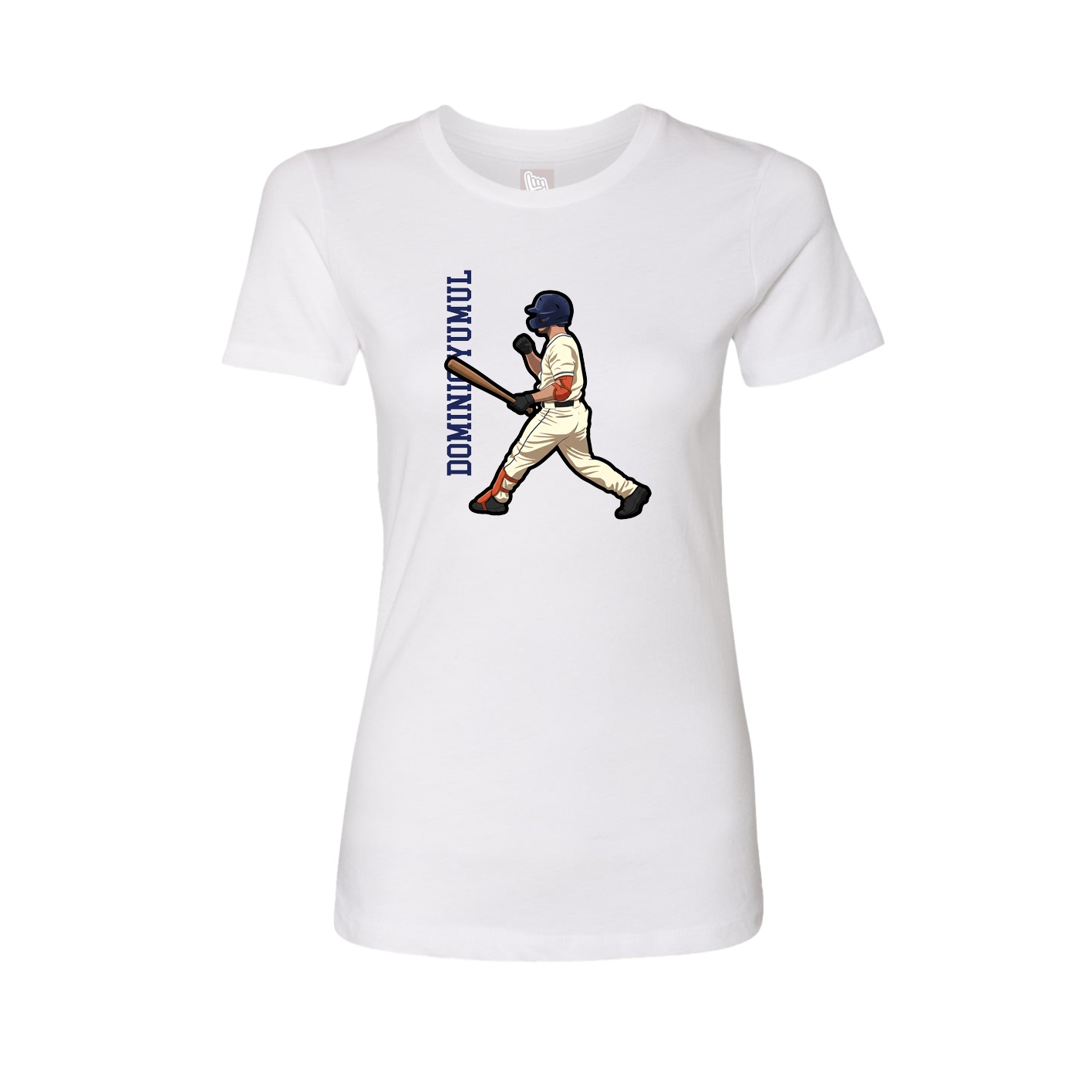 Womens Tee — Name Vertical in White