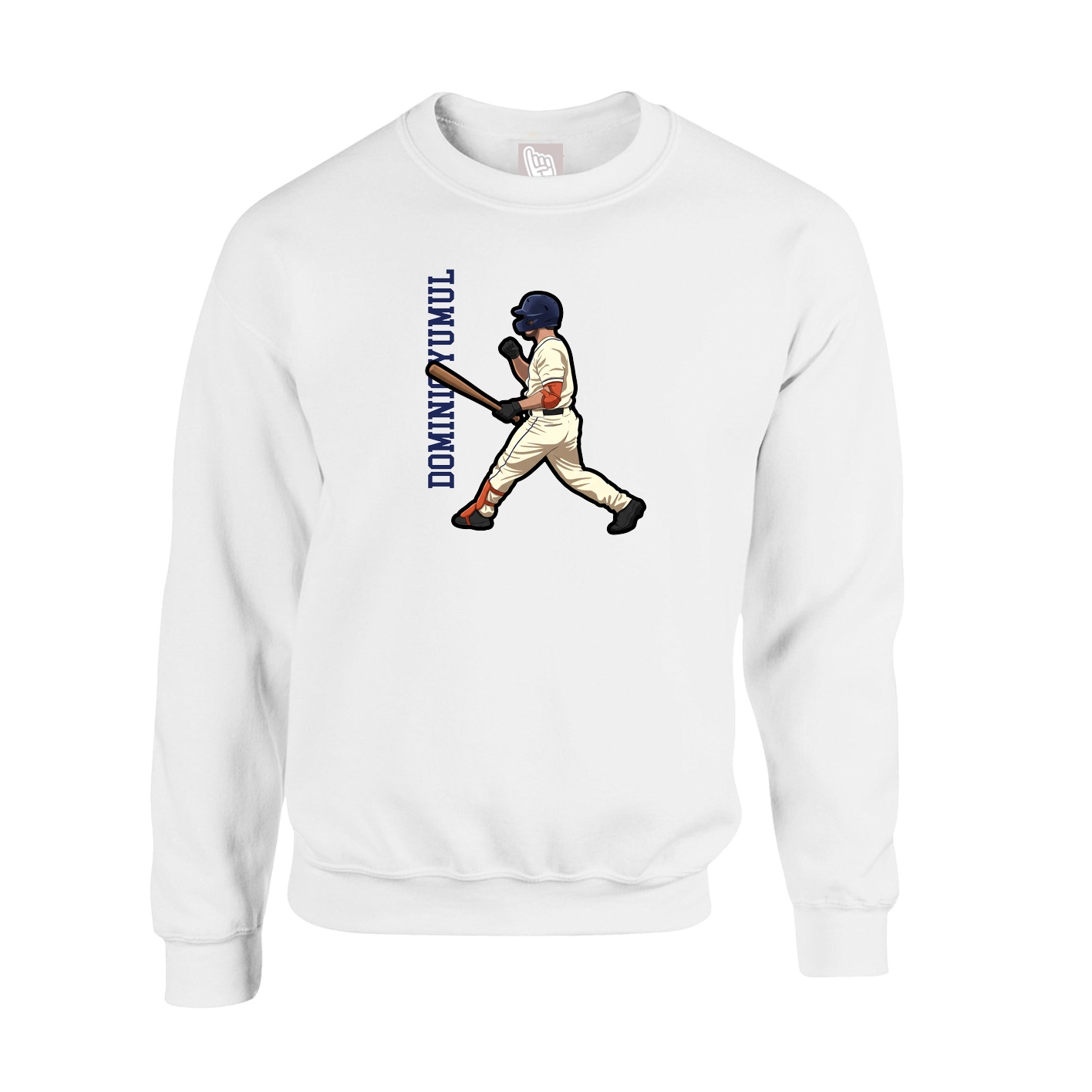 Fleece Crew — Name Vertical in White