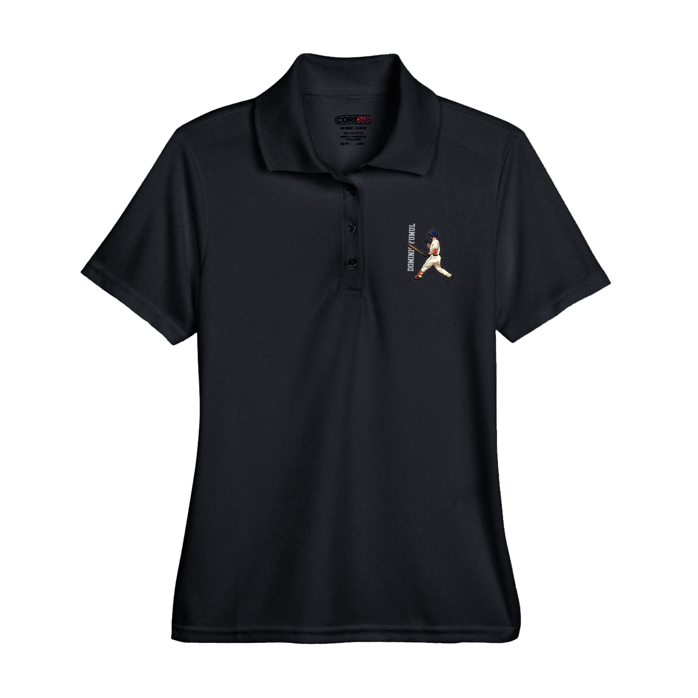 Womens Performance Polo — Name Vertical in Black