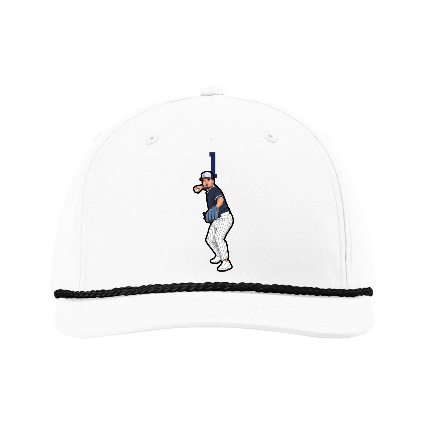 Five-Panel Classic Rope Cap — Number Top in White