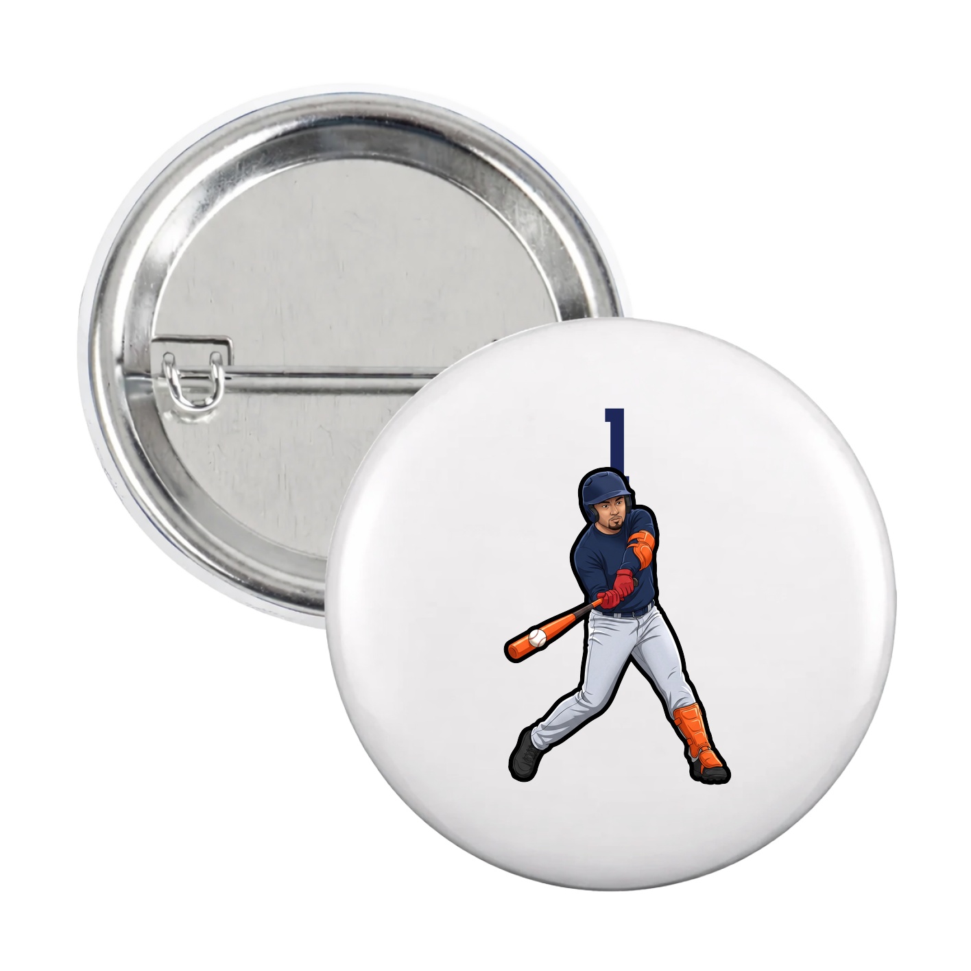Game Day Button — Number Top in White