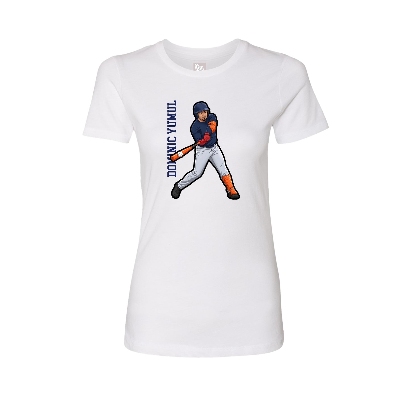 Womens Tee — Name Vertical in White