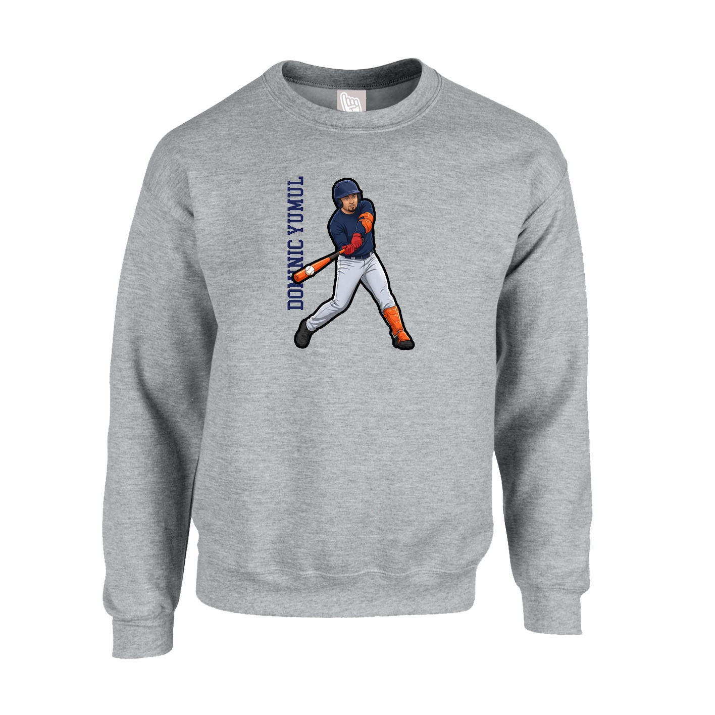 Fleece Crew — Name Vertical in Grey