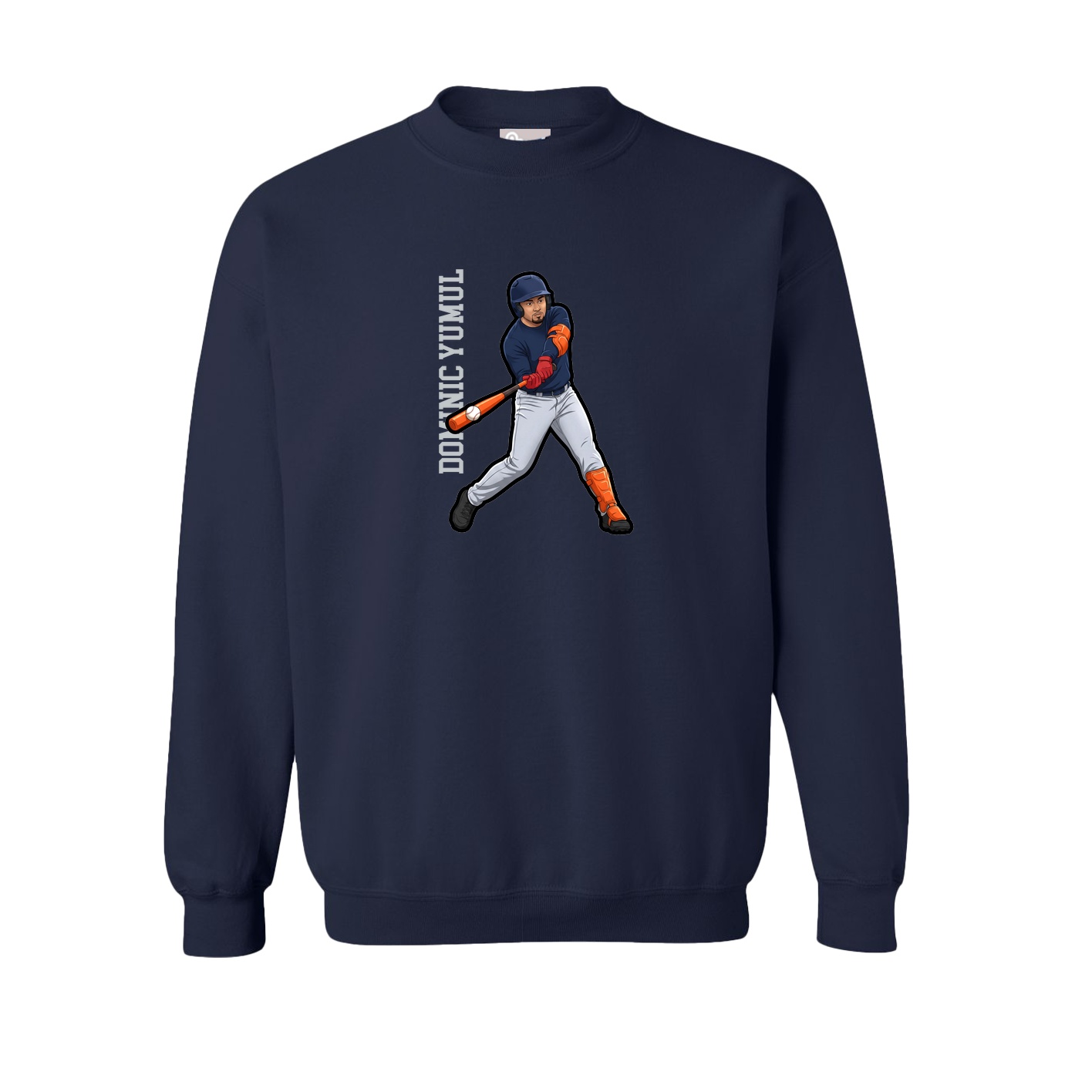 Fleece Crew — Name Vertical in Navy