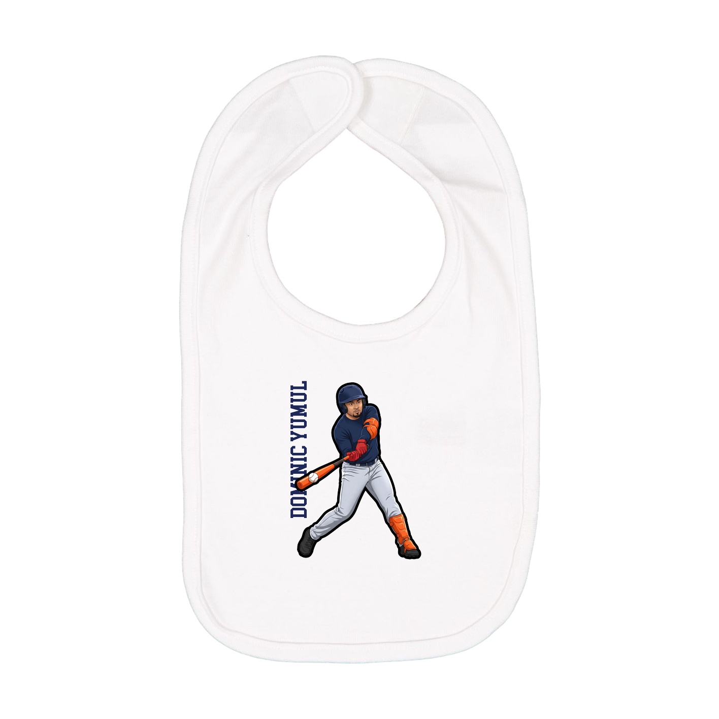 Infant Bib — Name Vertical in White