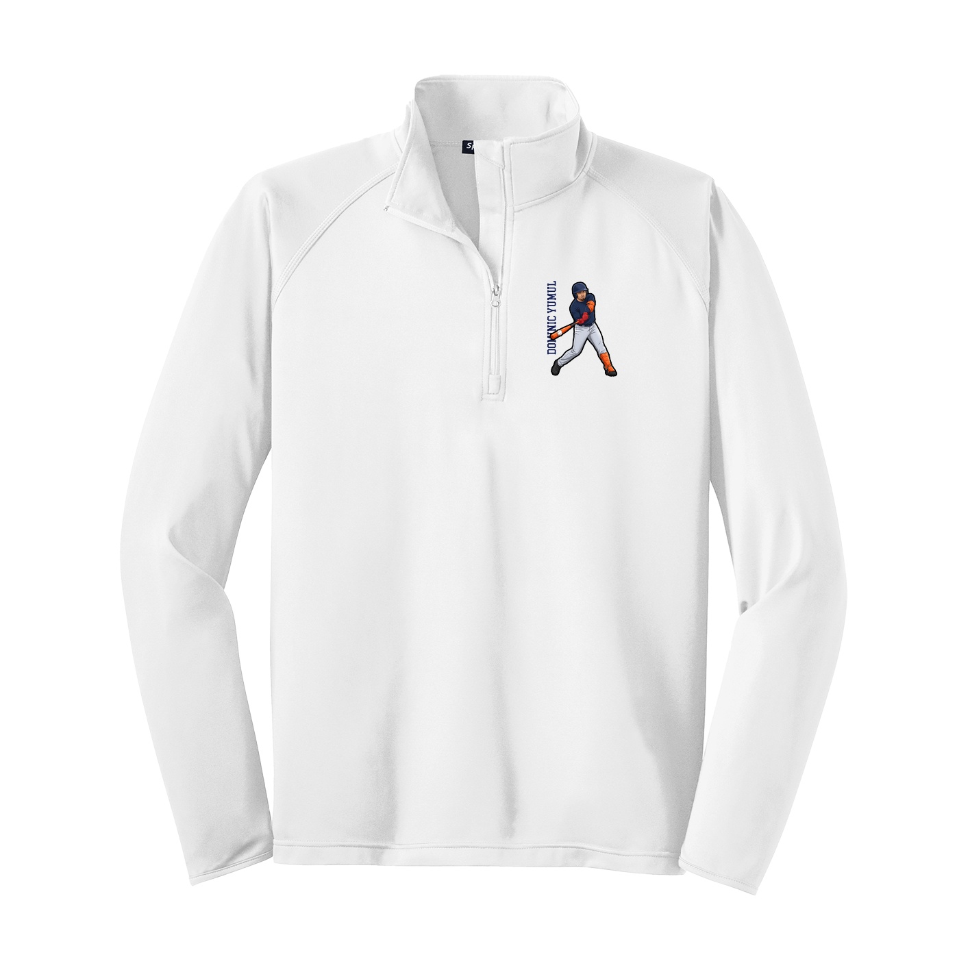 Q-Zip Pullover — Name Vertical in White