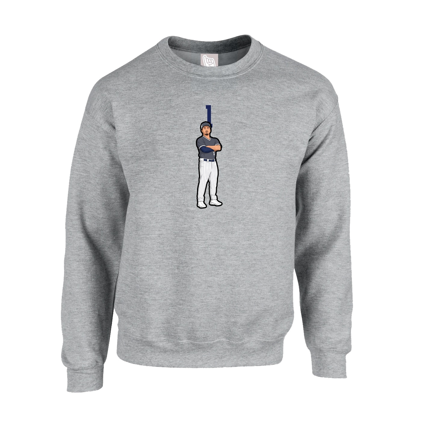 Fleece Crew — Number Top in Grey