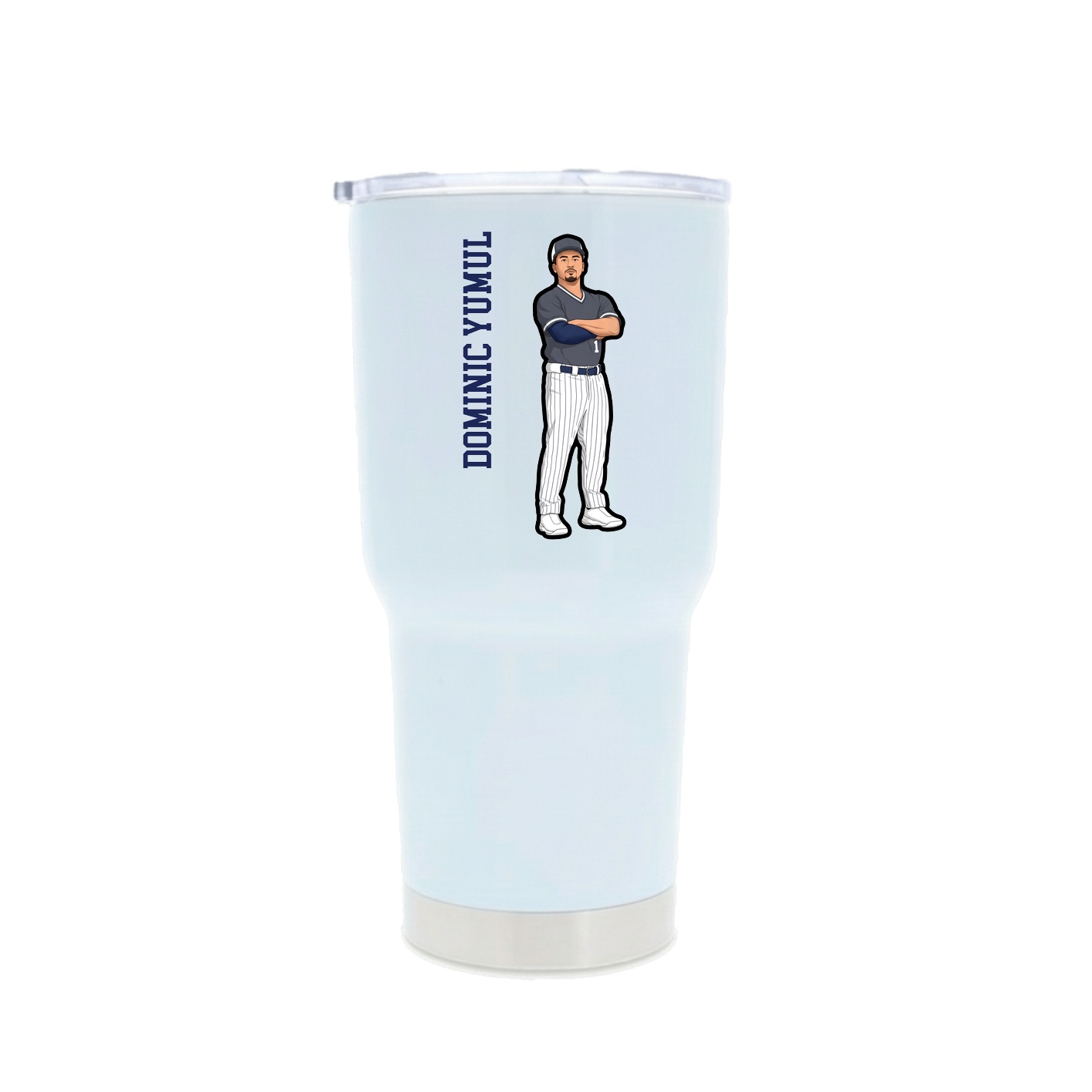30oz Stainless Steel Tumbler — Name Vertical in White