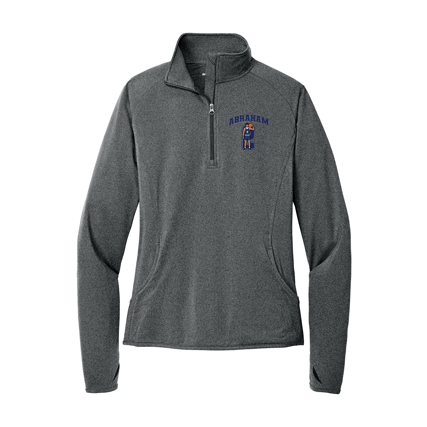 Women's Q-Zip Pullover — Number in Grey