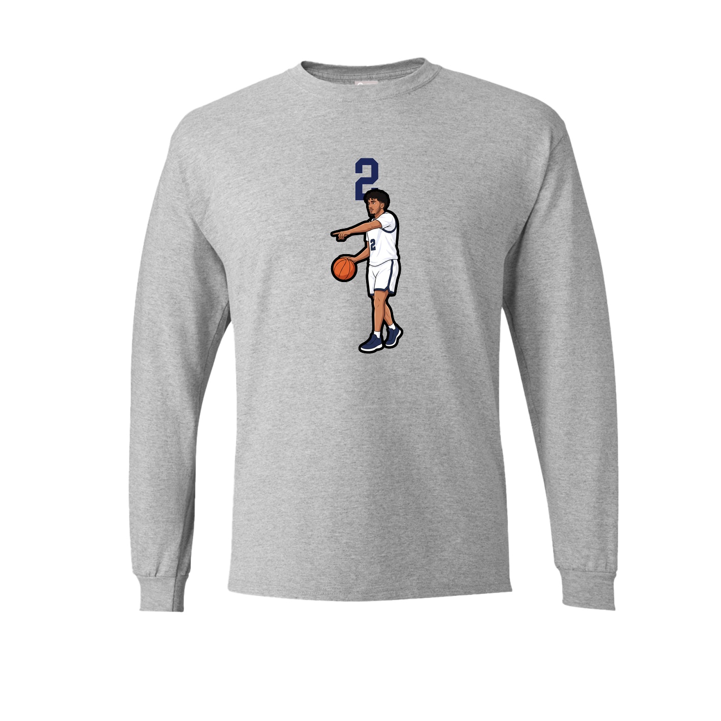 Long Sleeve Tee — Number Top in Grey
