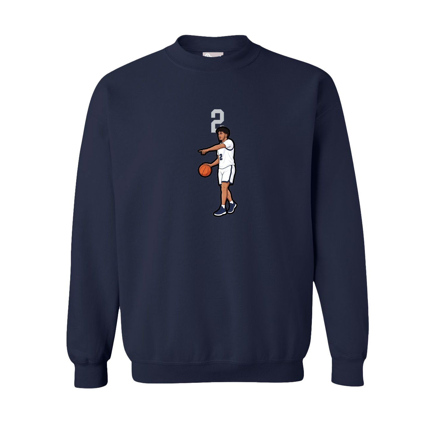 Fleece Crew — Number Top in Navy