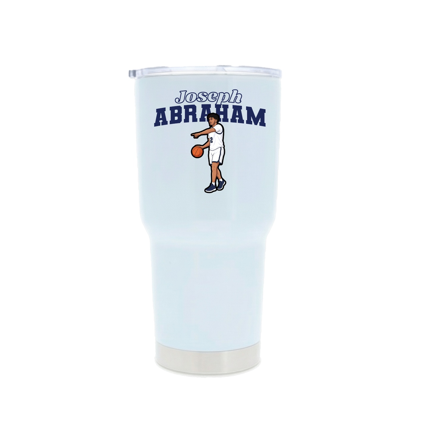 30oz Stainless Steel Tumbler — Name Arch in White