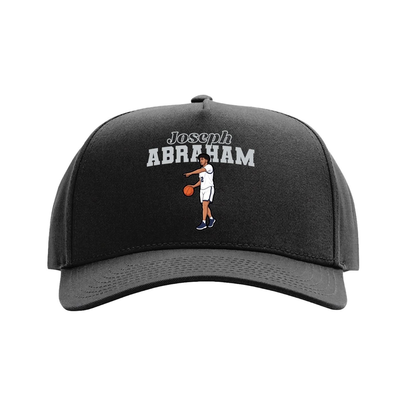 Full Fabric Five-Panel Champ Cap — Name Arch in Black