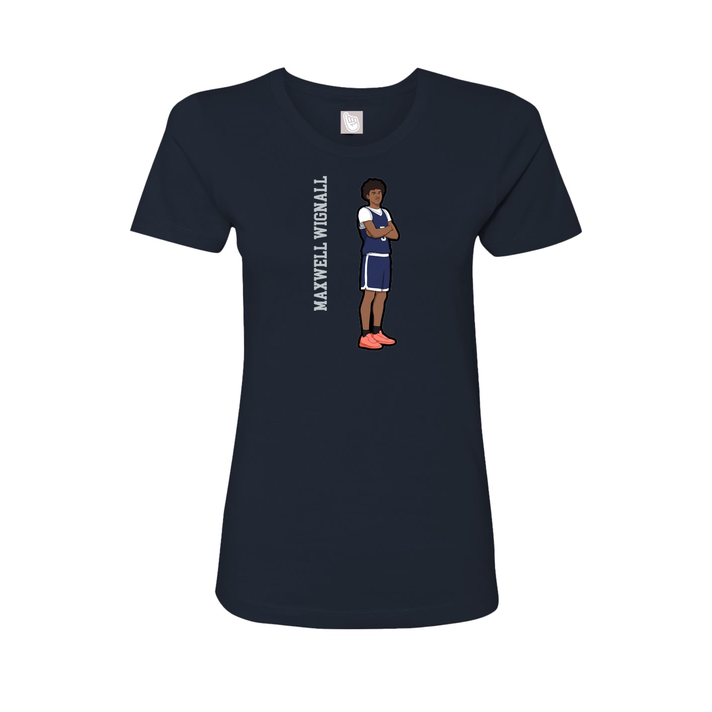 Fitted Women's Tee — Name Vertical in Navy
