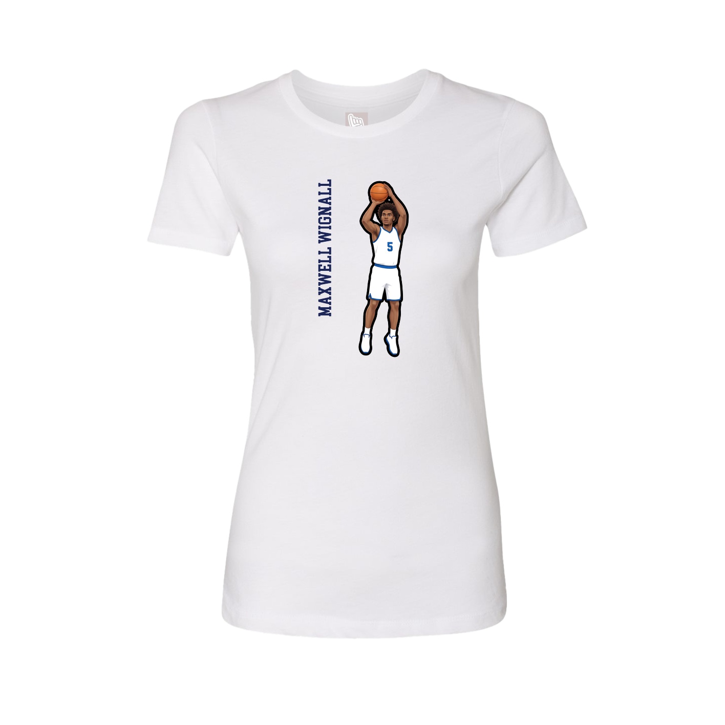Fitted Women's Tee — Name Vertical in White