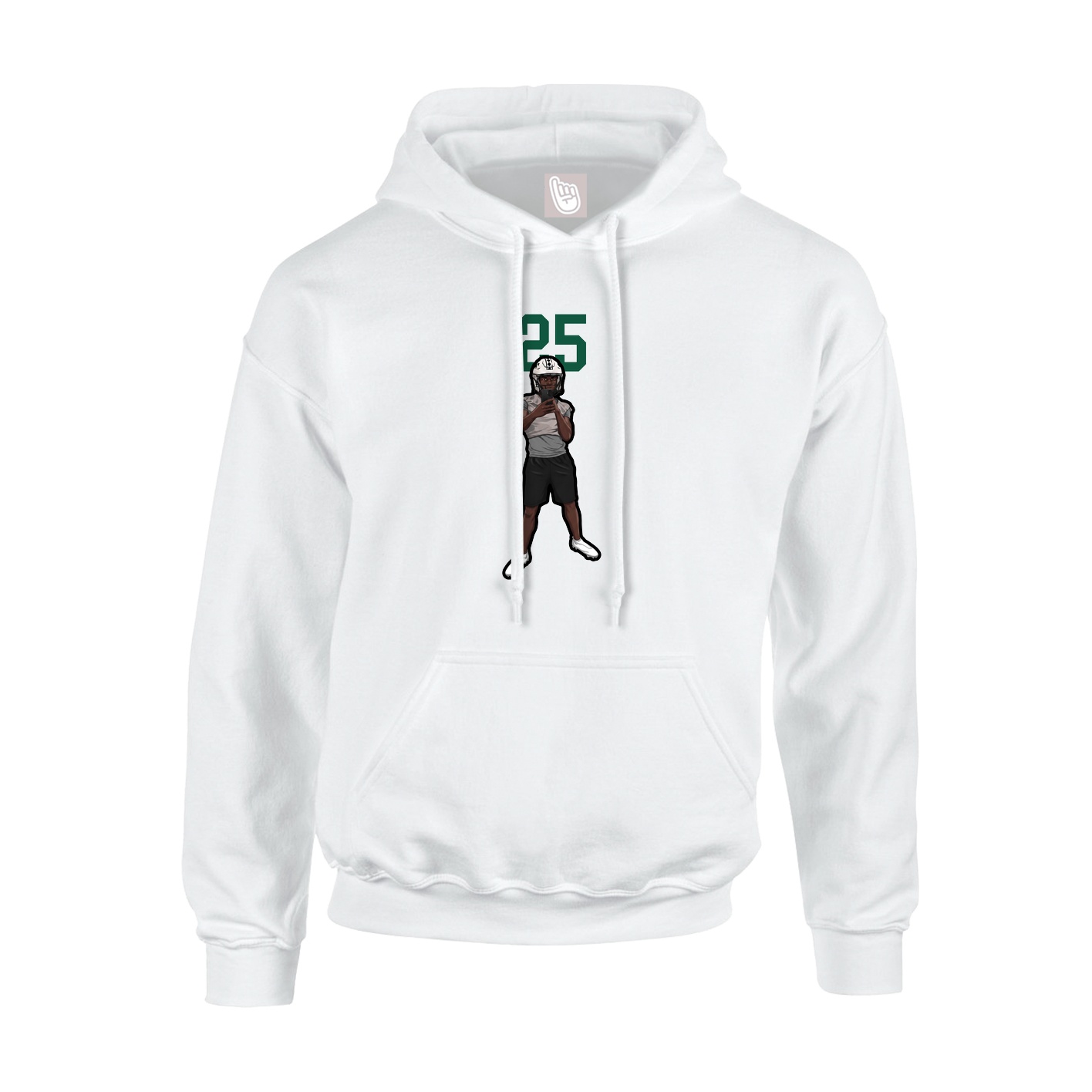Youth Hoodie — Number Top in White