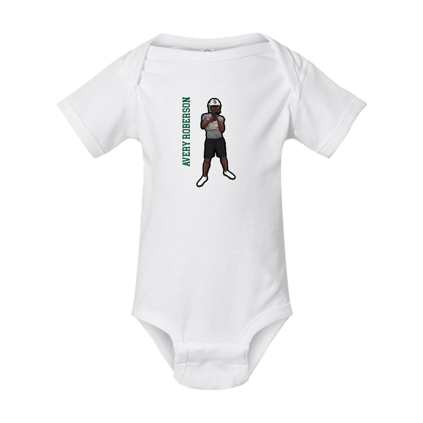 Baby Onesie — Name Vertical in White