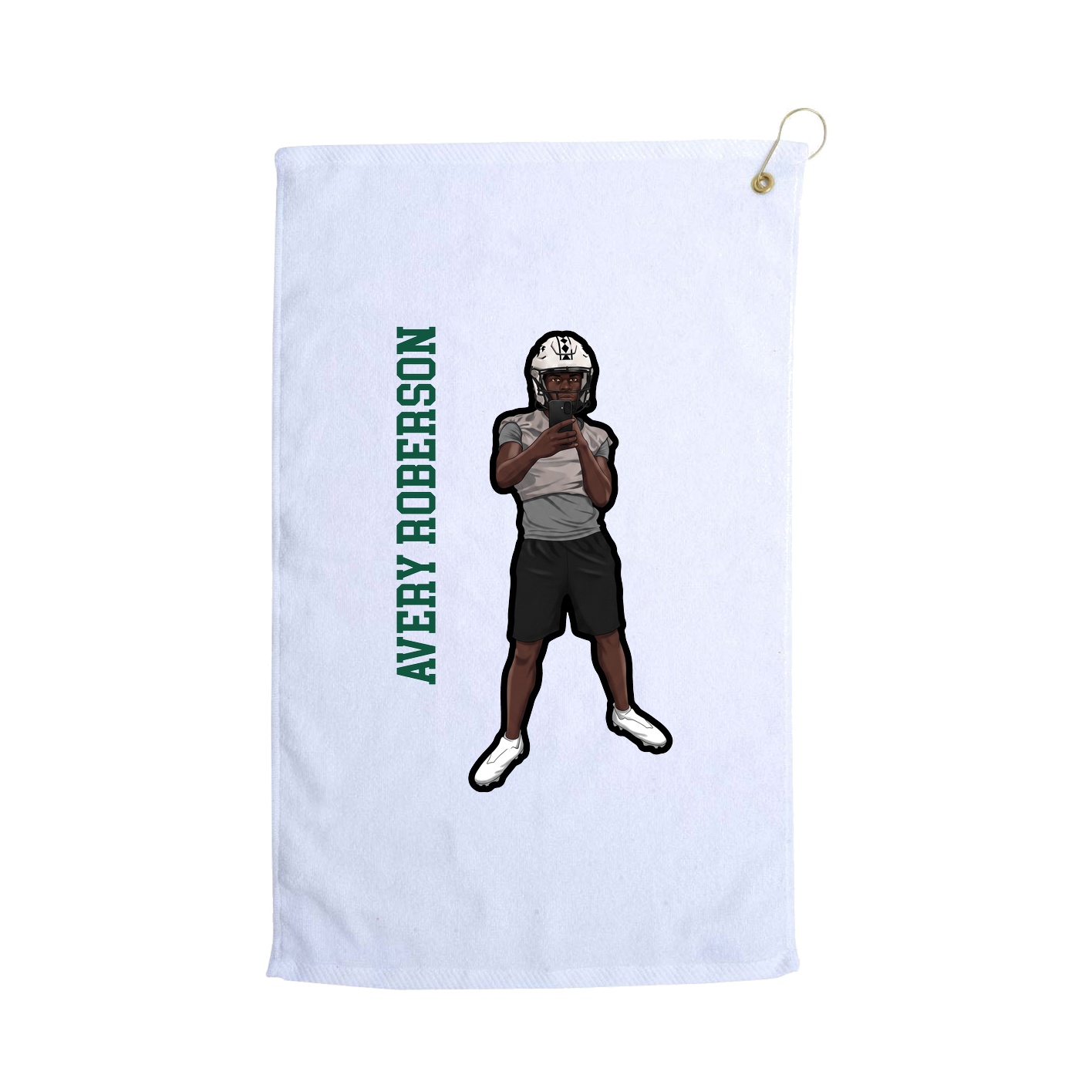 Golf Towel — Name Vertical in White