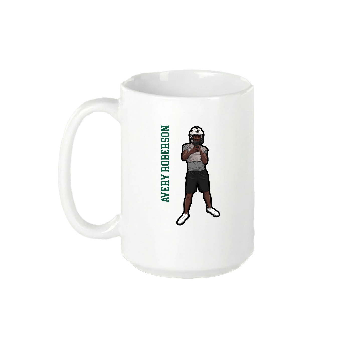 15oz Coffee Mug — Name Vertical in White