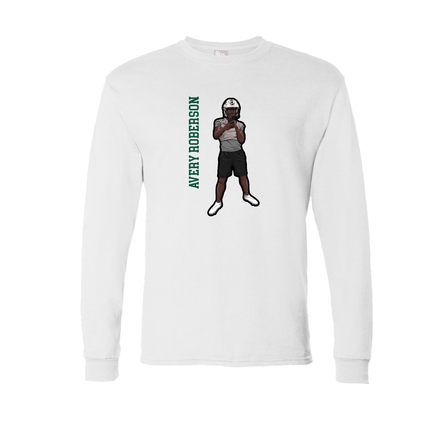 Long Sleeve Tee — Name Vertical in White