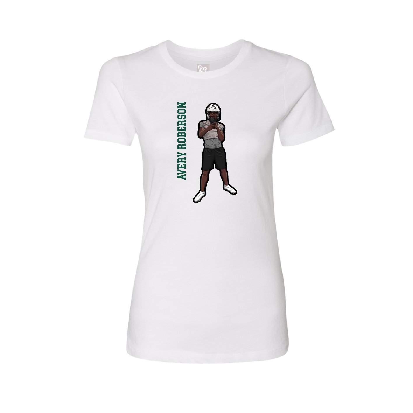 Fitted Women's Tee — Name Vertical in White