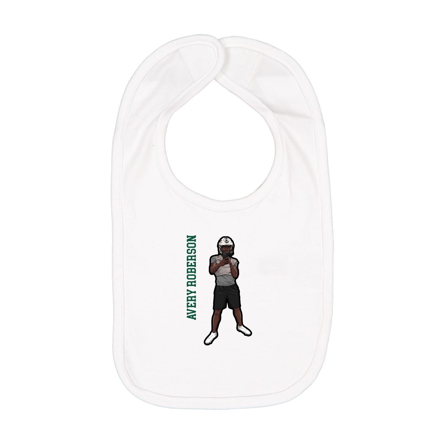 Infant Bib — Name Vertical in White