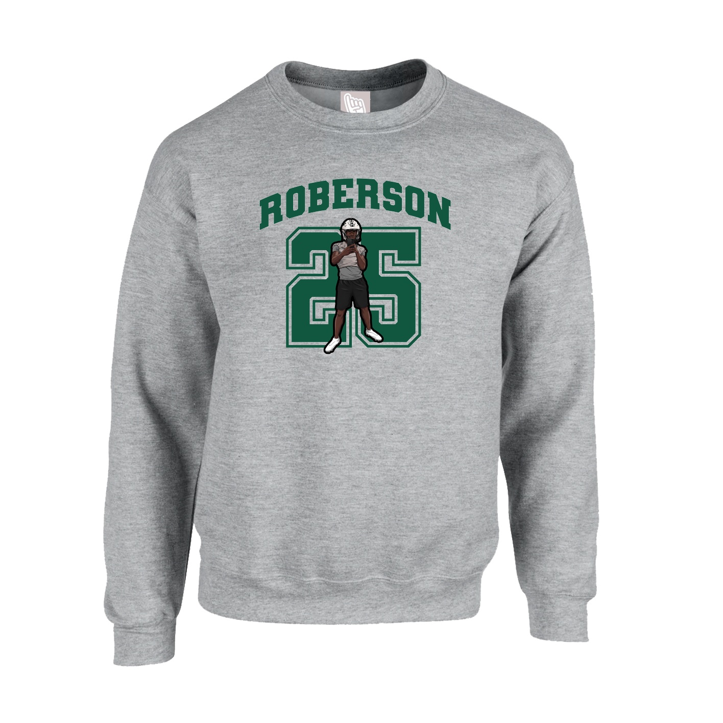 Fleece Crew — Number in Grey