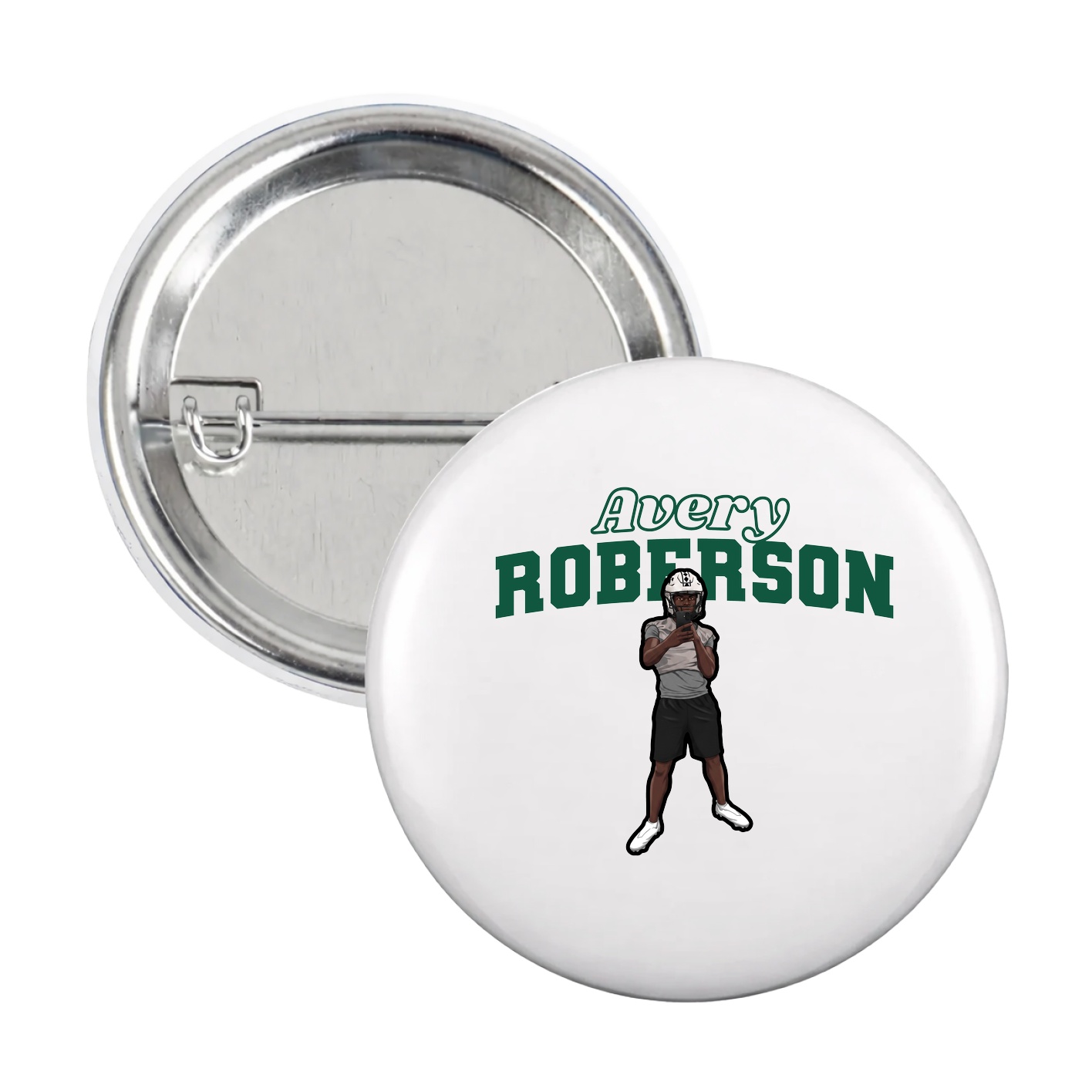 Game Day Button — Name Arch in White