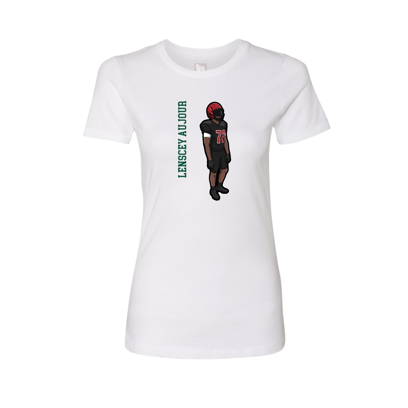 Fitted Women's Tee — Name Vertical in White