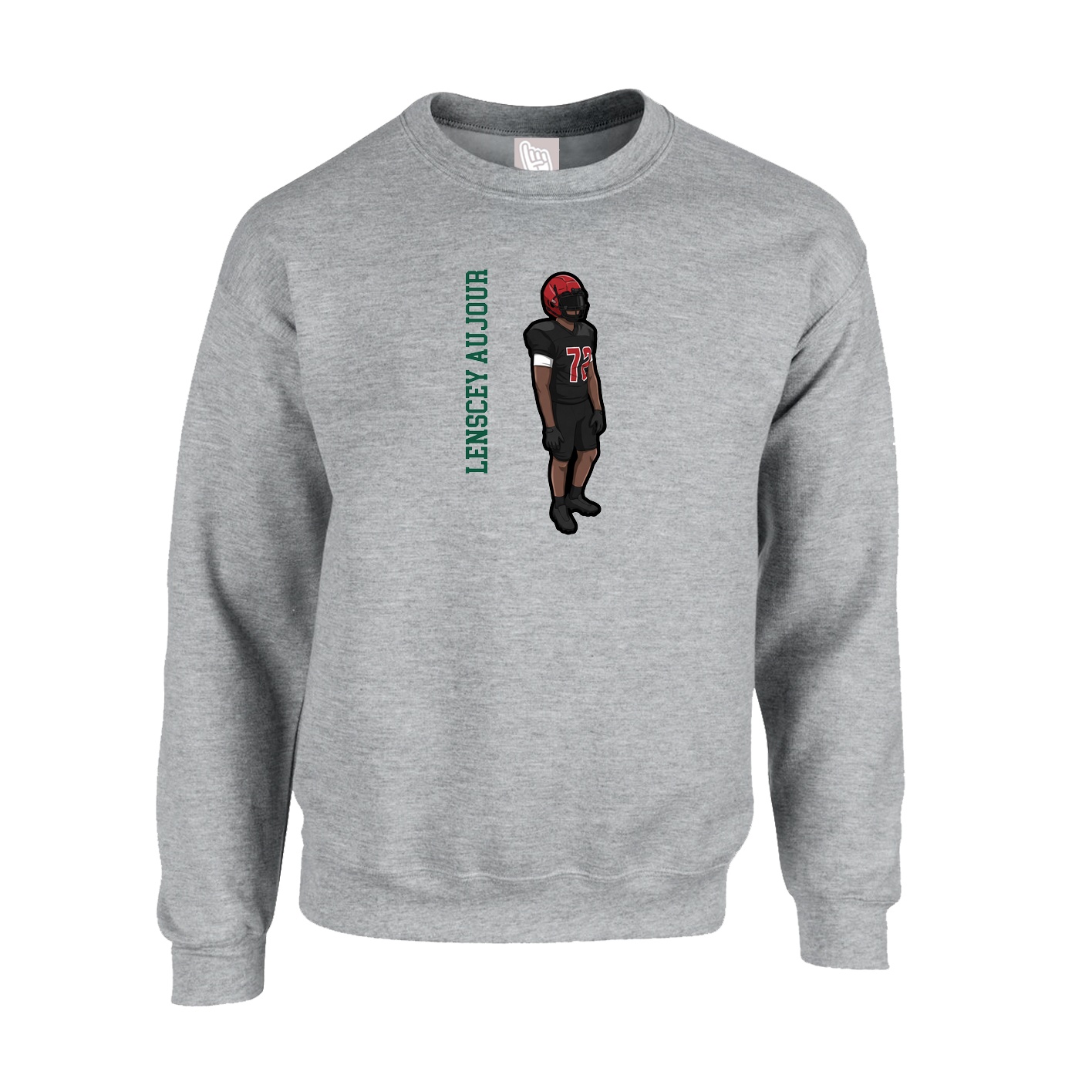 Fleece Crew — Name Vertical in Grey