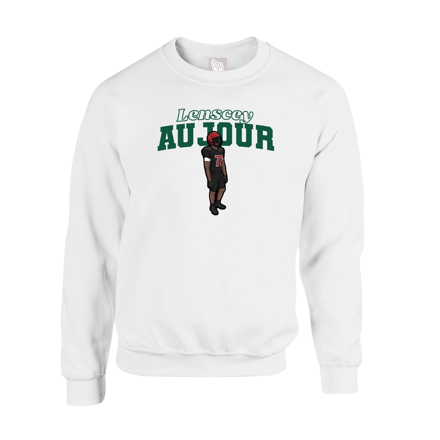 Fleece Crew — Name Arch in White
