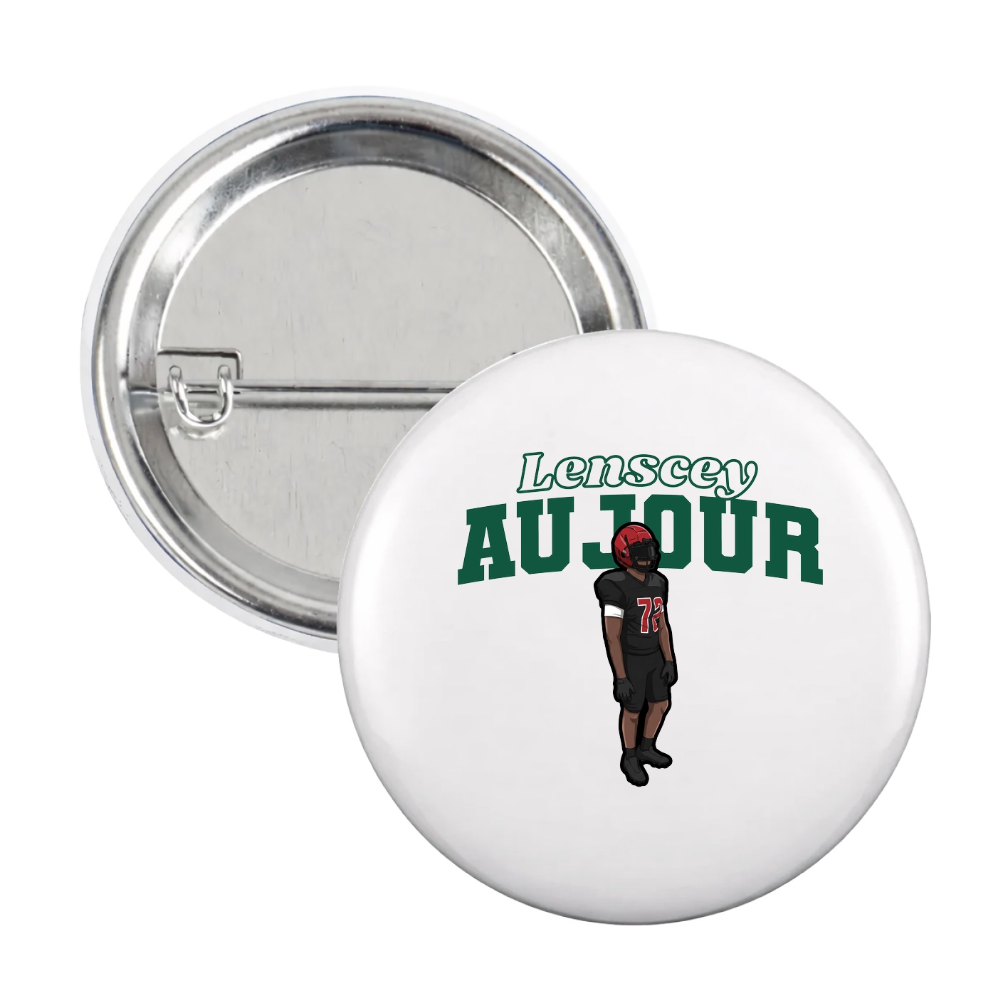 Game Day Button — Name Arch in White