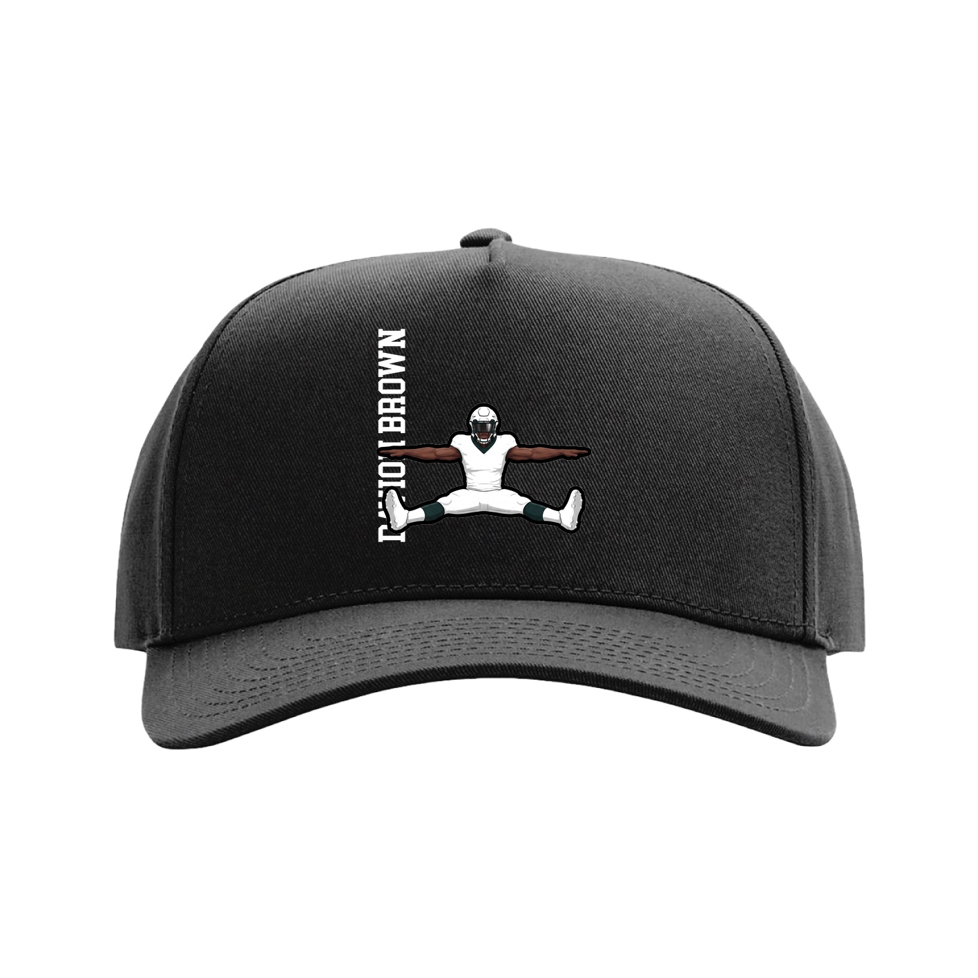 Full Fabric Five-Panel Champ Cap — Name Vertical in Black