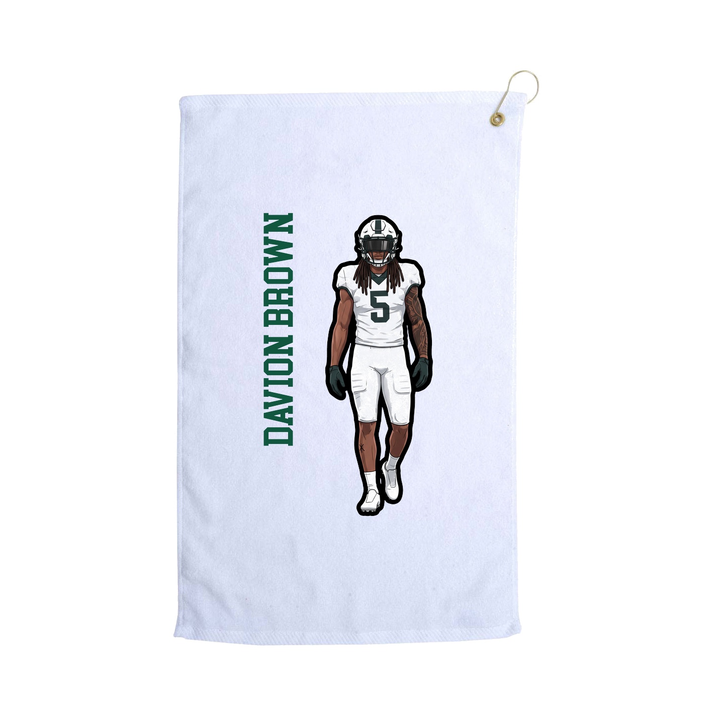 Golf Towel — Name Vertical in White