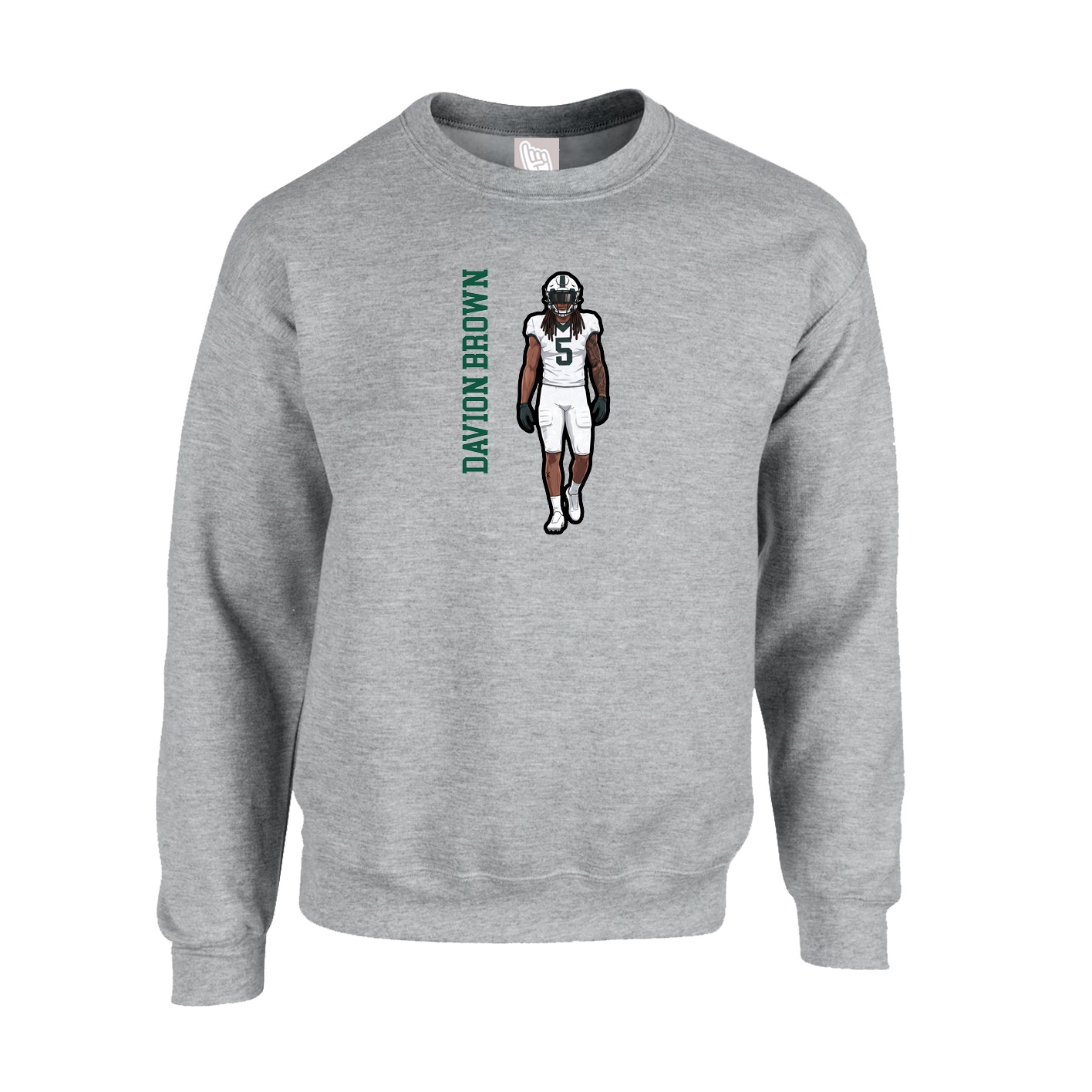 Fleece Crew — Name Vertical in Grey