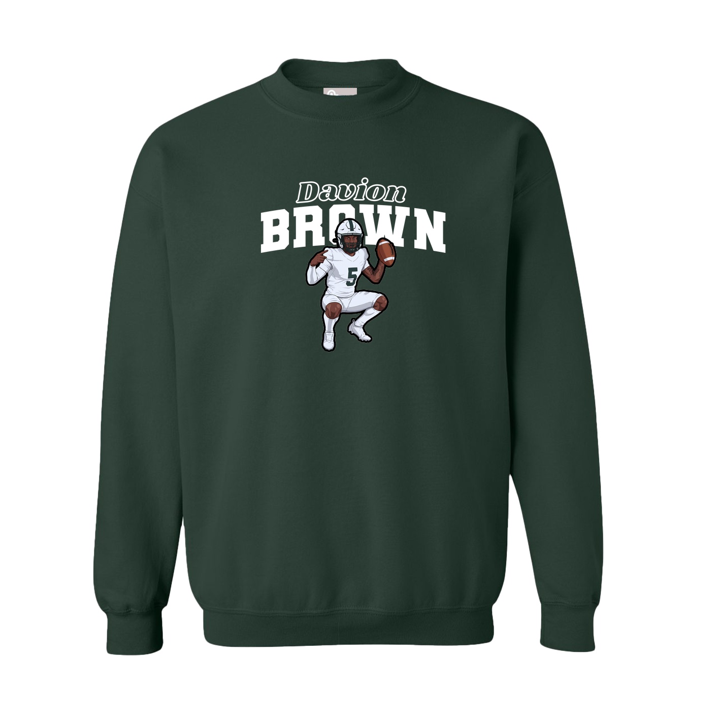 Fleece Crew — Name Arch in Green