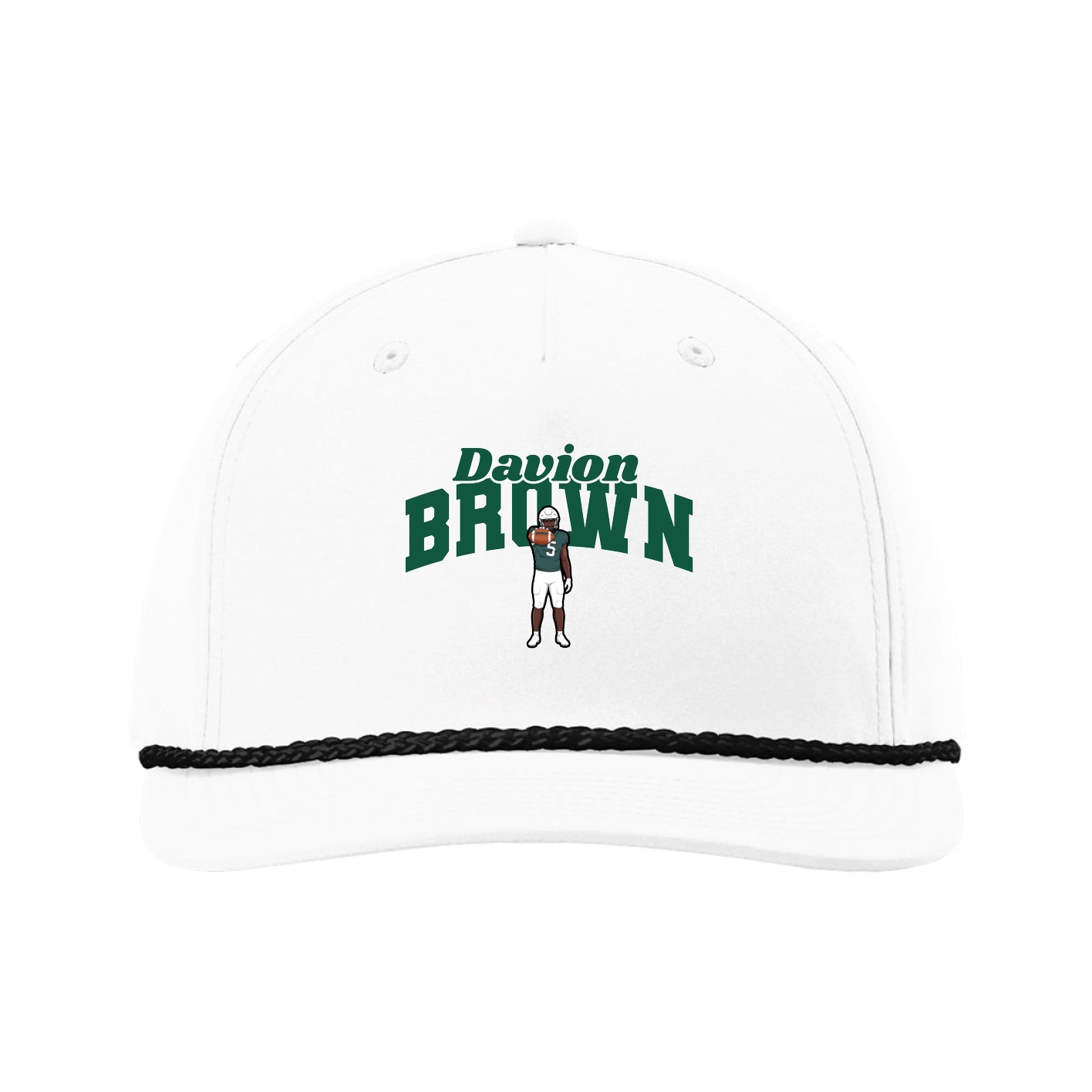 Five-Panel Classic Rope Cap — Signature Arch in White